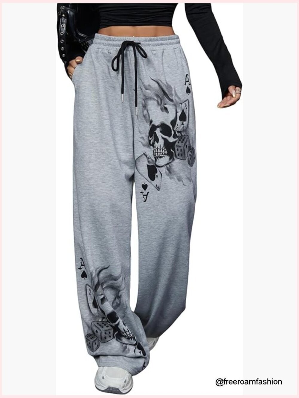 Wide Leg Y2k Sweatpants Drawstring Waist Gothic Grunge